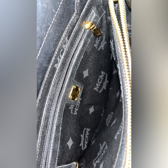 Black MCM Leather Tote Bag Gold Hardware Shoulder Bag - Picture 6 of 12